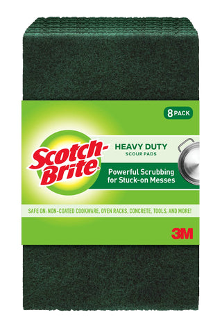 Scotch-Brite Heavy Duty Scour Pads, Great For The Kitchen, Garage and Outdoors, 8 Pads