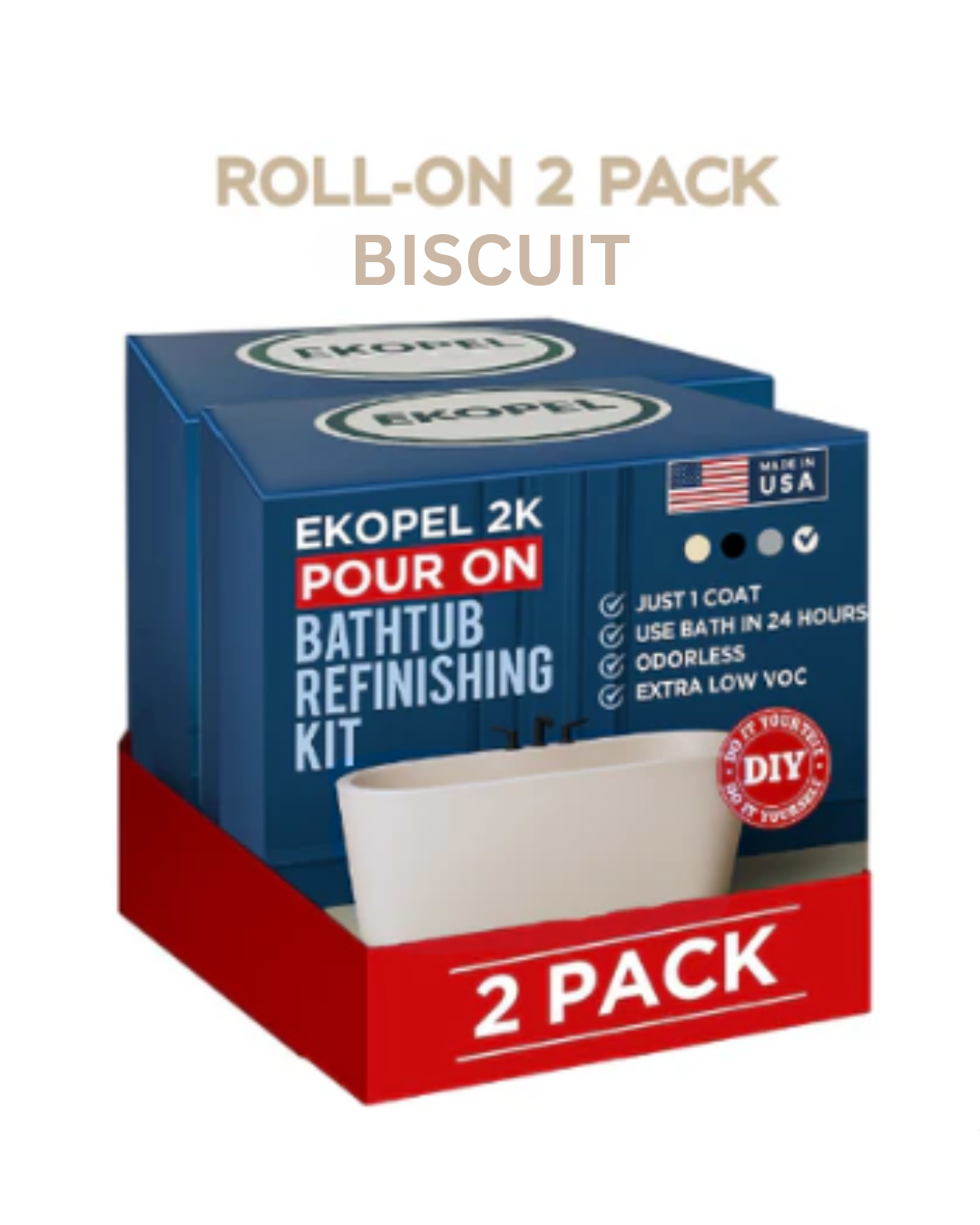 Roll On Ekopel Bathtub With Surround Kit - Ultra Durable, No Odor, New Easy Roll On Application