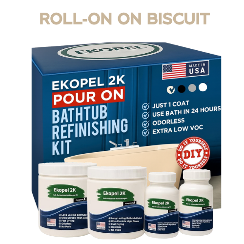 Ekopel Roll On Biscuit bathtub refinishing kit with no odor and zero VOCs