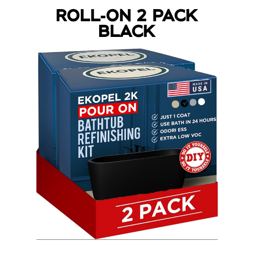 Ekopel Roll On bathtub and surround refinishing Black kit with no odor and zero VOCs