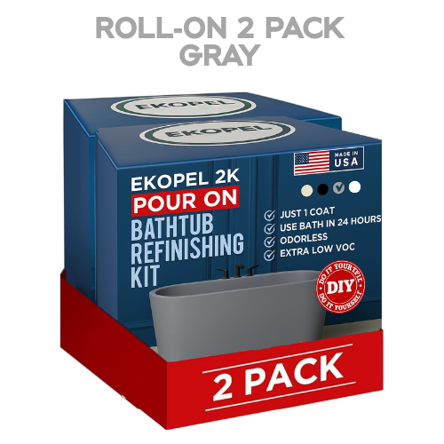 Ekopel Roll On bathtub and surround refinishing gray kit with no odor and zero VOCs