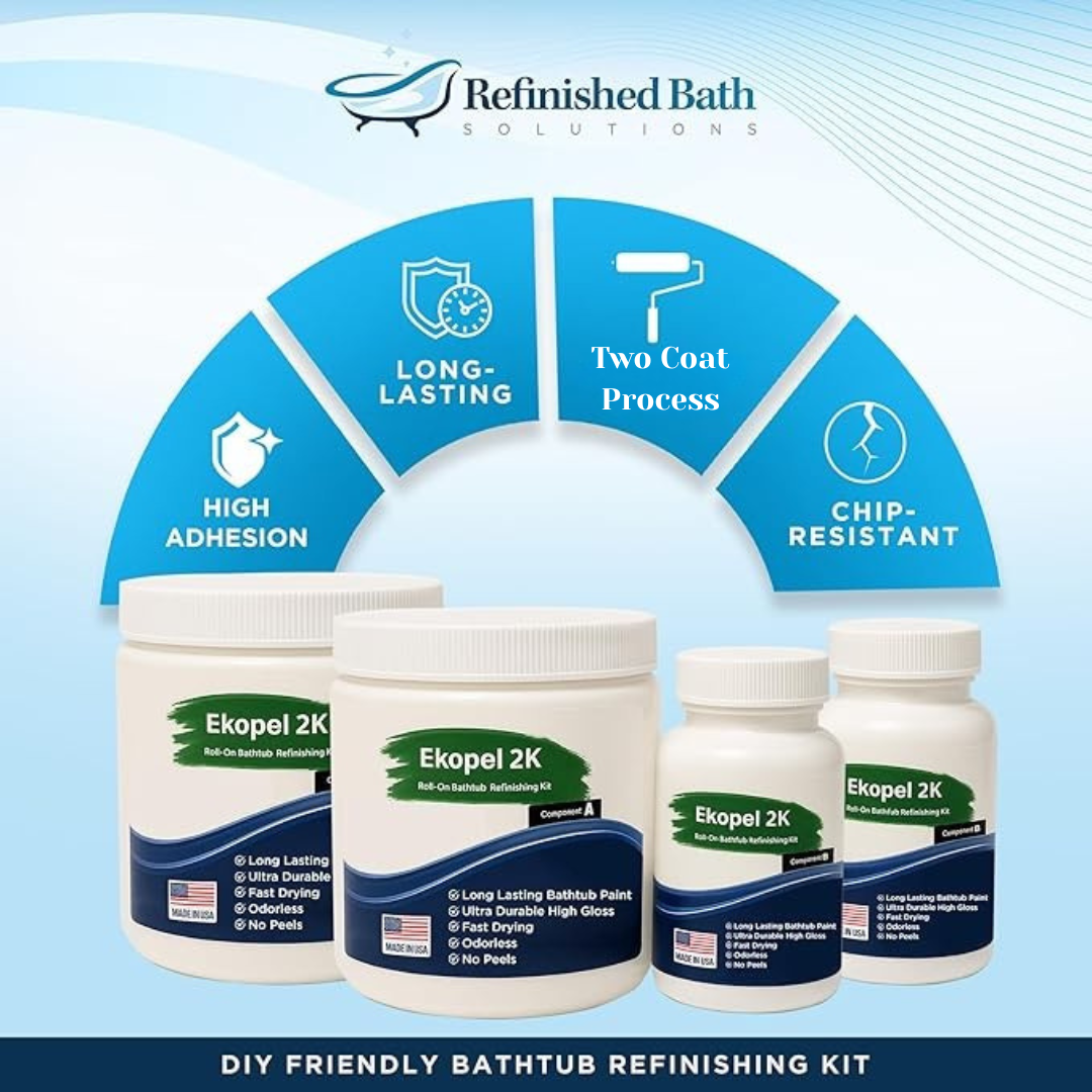 Easy Roll-On Bathtub Refinishing Kit – Durable, Bright White Finish with Long-Lasting, Odor-Free Coating