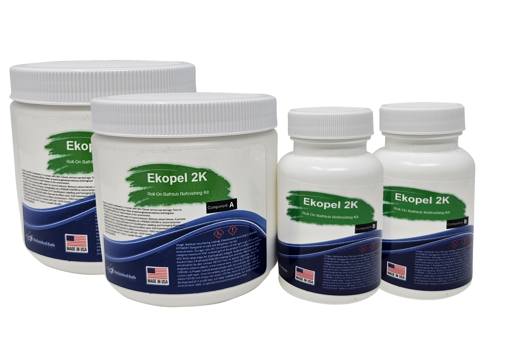Ekopel Roll On Bathtub Refinishing Kit, No Odor, No Peel Gloss Finish