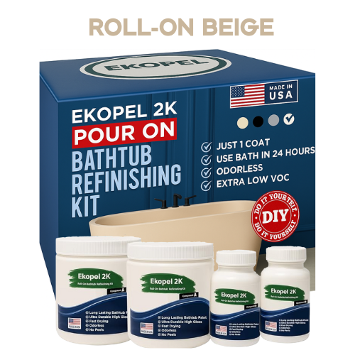 Best Seller - Roll On Ekopel Bathtub Refinishing Kit - Ultra Durable, No Odor,  New Easy Roll On Application