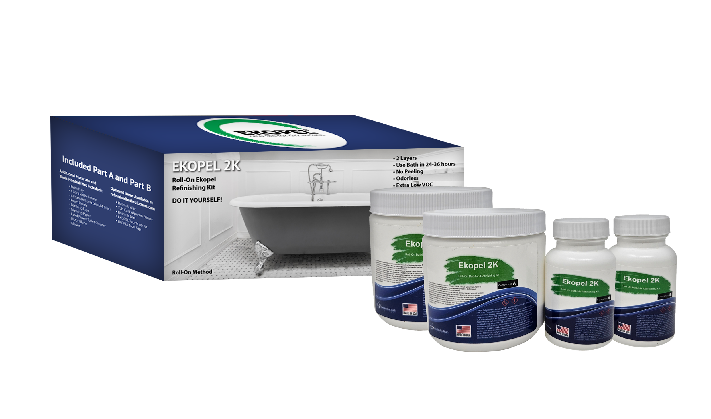 Ekopel Roll On Bathtub Refinishing Kit No Odor No Peel Gloss Finish Ekopel roll on bathtub refinishing kit no odor no peel gloss finish