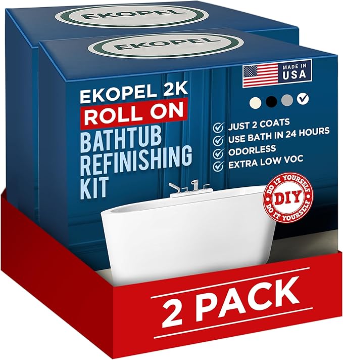 Roll On Ekopel Bathtub With Surround Kit - Ultra Durable, No Odor,  New Easy Roll On Application