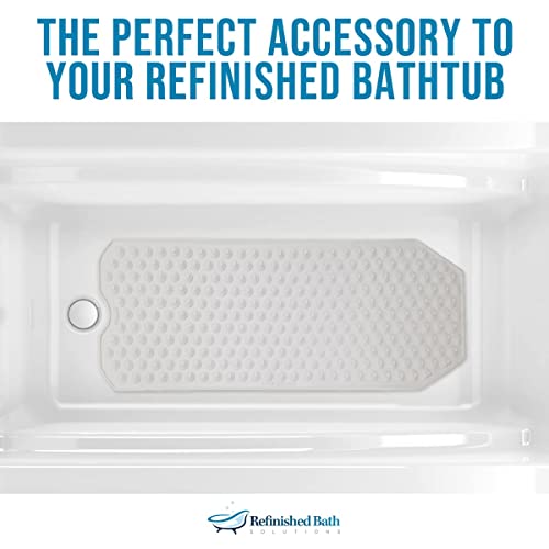 The Original Refinished Bathtub Mat Large Premium Made in Italy Version- No Suction Cup Bath Mat, Designed for Textured and Refinished Bathtubs Made of Quality Vinyl, Not Cheap Plastic (White)