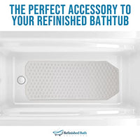 The Original Refinished Bathtub Mat Large Premium Made in Italy Version- No Suction Cup Bath Mat, Designed for Textured and Refinished Bathtubs Made of Quality Vinyl, Not Cheap Plastic (White)
