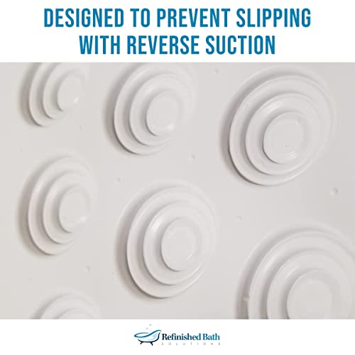 The Original Refinished Bathtub Mat Large Premium Made in Italy Version- No Suction Cup Bath Mat, Designed for Textured and Refinished Bathtubs Made of Quality Vinyl, Not Cheap Plastic (White)