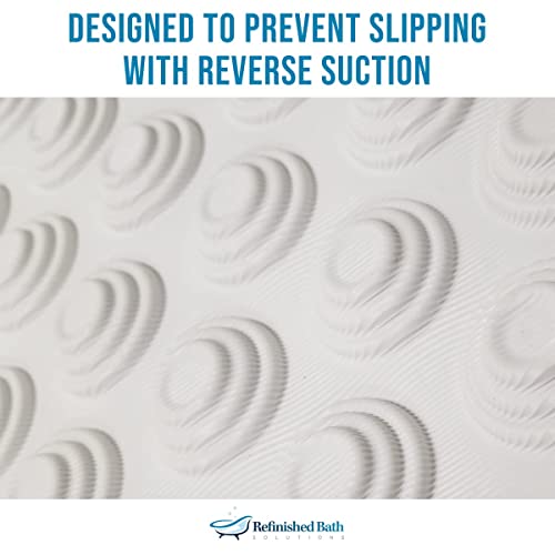 The Original Refinished Bathtub Mat Large Premium Made in Italy Version- No Suction Cup Bath Mat, Designed for Textured and Refinished Bathtubs Made of Quality Vinyl, Not Cheap Plastic (White)